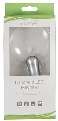 PURElite LED Illuminated Magnifier, Plastic, White, Hand Held