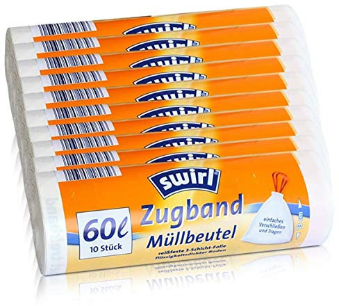 10x Swirl Zugband Müllbeutel 60L (10 stk./Rolle)
