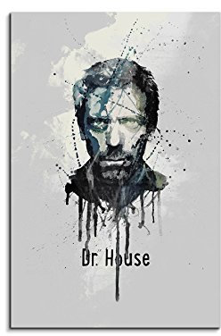 Paul Sinus Art Dr House 90x 60cm Keilrahmenbild Kunstbild Aquarell Art Wandbild auf Leinwand fertig gerahmt Original Unikat