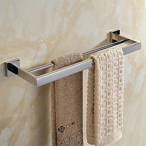 WEARE HOME Double Barres porte serviettes Mural Acier Inoxydable Finitions Métal Chromé Miroir Poli 60*12,5*5,5cm-Porte Serviette Chromé,Set Accessoires Salle de Bain,Etagère Mural Salle de Bain,Support Serviette