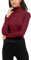 Re Tech UK Ladies Plain Ribbed Cotton Polo Turtle Roll Neck Tunic Top Jumper Full Sleeve, Wine / Burgundy, M/L 12-14