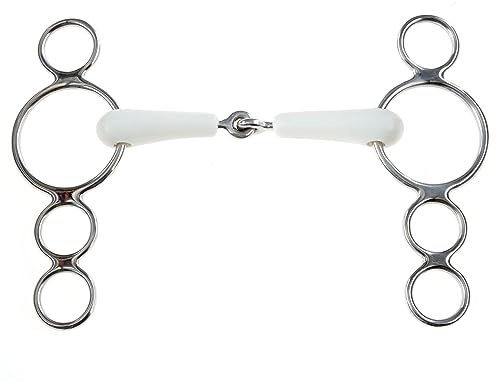 Korsteel Flexi Jointed 3 Ring Dutch Gag Bit, Ivory, 5.5