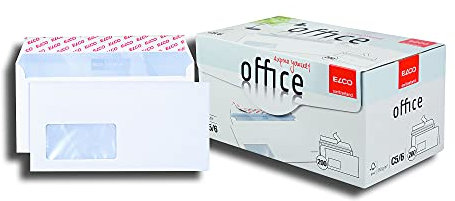 ELCO Office Umschlag DIN lang 80 g/m² FSC-zertifiziert mit Haftverschluss und Sichtfenster 90 x 45 mm in Shop-Box 200 Stück weiß