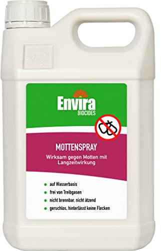 Envira Motten Abwehrspray 5 Liter - Spray mit Langzeitwirkung gegen Motten, Kleidermotten & Lebensmittelmotten - Mottenschutz für Kleiderschrank - Mittel gegen Motten in der Wohnung