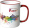WANDKINGS® Tasse, Schriftzug Guten Morgen Rom! mit Skyline - ROT