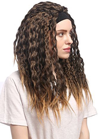 WIG ME UP - 90837-ZA36TZA103 Perücke Karneval Halloween Stirnband Dreads Dreadlocks Rasta Karibik Afro Braun Blond Mix