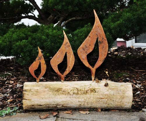 Edelrost Flamme für Baumstamm Kerzen Weihnachtsdeko (2) Höhe 10cm