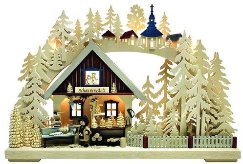 Ratags 3D Schwibbogen - Drechslerwerkstatt - 43x30x7cm - Original Erzgebirge Schwibbögen