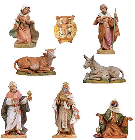 Presepe Fontanini SPA Krippenfigur, 8 Stück, Typ Holz, 12 cm., Holzfarben