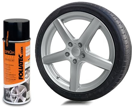 Foliatec Sprühfolie Auto Felgenfolie Sprüh Lack Spraydose Abziehbar, Gute Deckkraft, Silber metallic matt, 1x 400ml