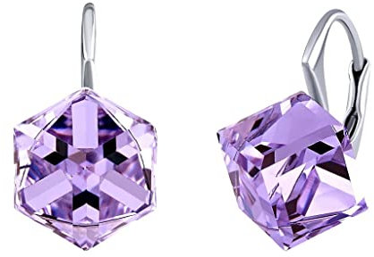 SILVEGO Orecchini cubo viola cristallo Swarovski® argento Sterling 925