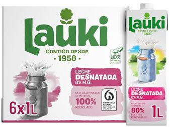 Leche Lauki desnatada brik 1L – Caja de 6 litros