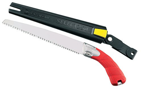 AUSONIA - 34181 PROFI GARTENSÄGE ASTSÄGE BAUMSAGE KLAPPSAGE RAZOR MIT 25 CM LANGEM SÄGEBLATT MIT ABNEHMENDER ZAHNGRÖSSE, CHROMATIERT UND IMPULSGEHÄRTET UND ALUMINIUMGRIFF, MIT KÖCHER