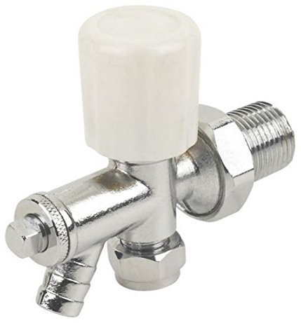 Angled Radiator Rad Valve with Drain Off Chrome 8 mm 8mm x 1/2inch