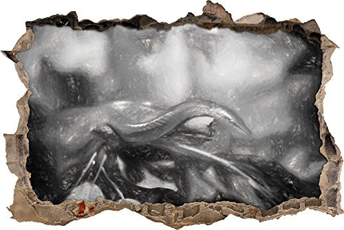 Raue grüne Schlange Kunst Kohle Effekt Wanddurchbruch im 3D-Look, Wand- oder Türaufkleber Format: 62x42cm, Wandsticker, Wandtattoo, Wanddekoration
