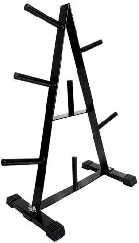 ScSPORTS® Scheibenständer - 30mm, 7 Scheibenaufnahmen, max. 200 kg, Schwarz/Weiß - Hantelscheibenständer, Hantelbaum, Gewichteständer, Hantelständer, Hantelablage für Krafttraining (Schwarz)