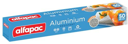alfapac - Papier Aluminium Gaufré - Emballage Alimentaire - Résistant au Froid et à la Cuisson - Protection Four - Conservation des Aliments - 50m