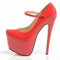 Core Collection Womens Ladies Mary Jane Stiletto HIGH Heel Party Platform Ankle Strap Shoes Size 3-8 Red Patent