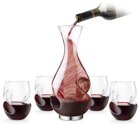 Final Touch 5 Piece Red Wine L'Grand Conundrum Decanter & Glass Set (WDA659)