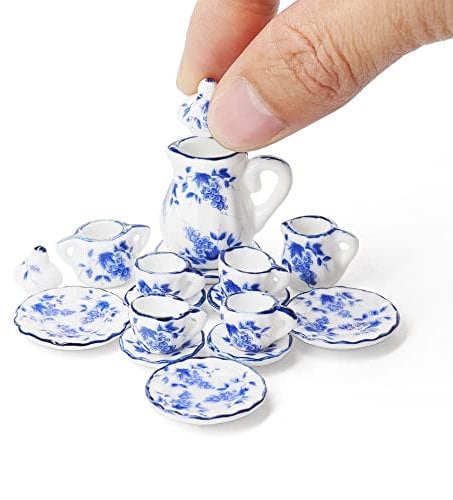 Odoria Miniature 1/12 Service a Thé en Porcelaine Accessoire Maison de Poupée, Raisin