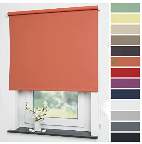 Liedeco® Rollo, Fenster Rollo, Kettenzug-Rollo / 122 x 180 cm (Breite x Höhe), Terracotta/Verdunkelnd, Abdunkelnd, Blickdicht/viele Farben Größen Typen/Breiten 60-200 cm