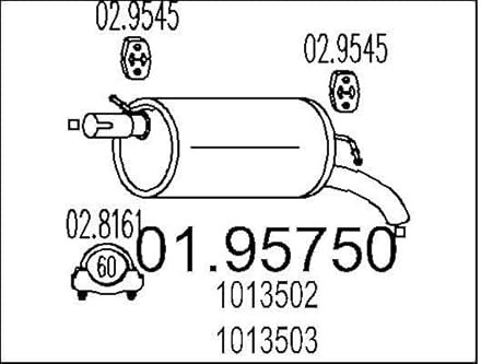 MTS 01.95750 Endschalldämpfer Endtopf 740mm 7,07kg