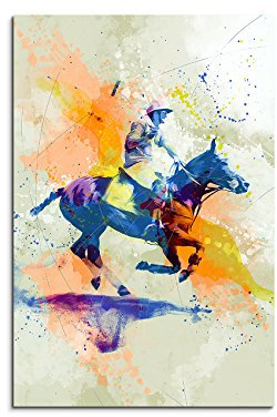 Polo 90x60cm Wandbild SPORTBILD Aquarell Art tolle Farben von Paul Sinus