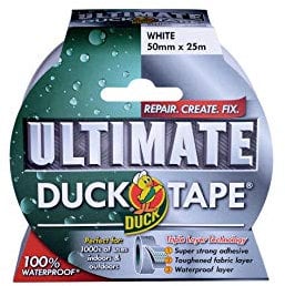 Duck Tape Ultimate Cloth Tape White 50mm x 25m. The ultimate high strength waterproof gaffer and duct adhesive cloth repair tape