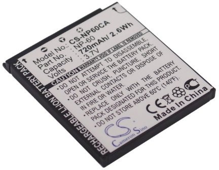 Batterie für Casio Exilim Zoom EX-Z9EO EX-Z9PK EX-Z9SR NP-60 3.7V 720mAh