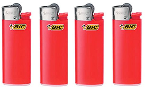 Lot of 4 Bic Mini Red Lighters by BIC