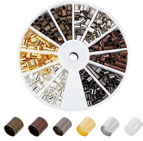 PandaHall Messing Quetschperlen Metallperlen, Gemischte Metallfarben