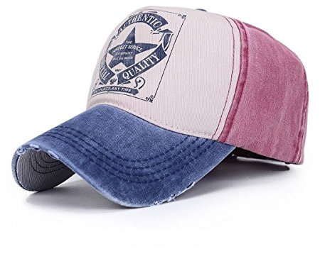 Morefaz Unisex Baumwolle Baseball Cap Star Sport Mütze Baseballkappe Snap back Trucker (Red Nave peak) MFAZ Ltd