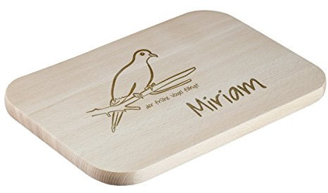 Polar-Effect Tagliere - Tagliere da cucina in legno con incisione - Tagliere in legno personalizzato con nome - Idea regalo per mamme - motivo uccellino