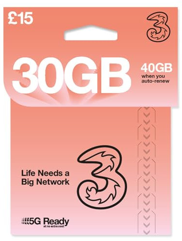 love 2 surf THREE 4G/5G SIM Card UK & ROAM FREE in over 70 destinations - PREPAID PAYG £15 Bundle - 75GB + (25GB FREE DATA) Unltd Texts & Mins - ROAMING ALLOWANCE 12GB