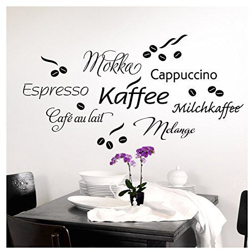 Grandora Wandtattoo Kaffee Coffee Kaffeetasse I rot I Küche Esszimmer selbstklebend Aufkleber Kaffeebohnen Wandaufkleber Wandsticker 1075W