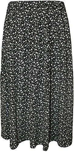 WearAll Plus Size Women's Floral Printed Elasticated Waist Midi Skirt - 12-26