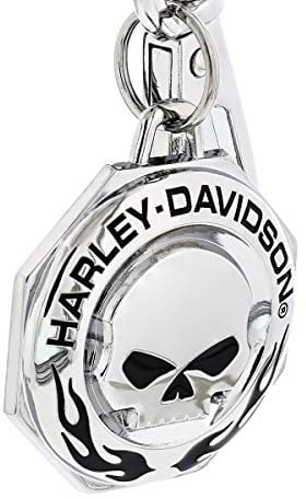 Harley-Davidson Chrome Willie G skull H-D Wordmark & Flames Key chain