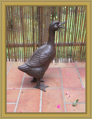 Clever-Deko Ente Laufente oder Gans Guss Eisen wetterfeste Garten Dekoration 40 cm hoch Geschenkidee