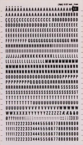 Buchstaben- und Zahlenetiketten, Farbe: schwarz Buchstaben und Zahlen 4 mm Schwarz