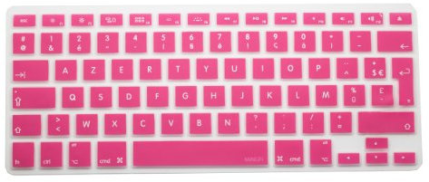 MiNGFi Protection Clavier Silicone Français AZERTY pour MacBook Pro 13 A1278/A1425/A1502(2008–2017) Air 13 A1369/A1466(2010–2017) Pro 15 A1398/A1286(2008–2015) Pro 17 A1297(2011) EU/ISO - Rose