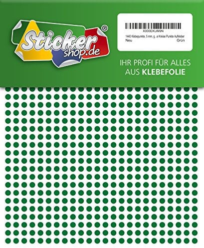 1440 Klebepunkte, 5 mm, grün, aus PVC Folie, wetterfest, Markierungspunkte Kreise Punkte Aufkleber