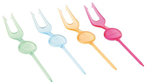 FACKELMANN 50409 Partypicker Gabel 10cm, Kunststoff, blau/grün/pink/orange