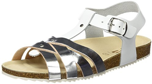 Garvalín 162621 Sandalias con tira a T, Niñas, Blanco / Plata (Mat), 32