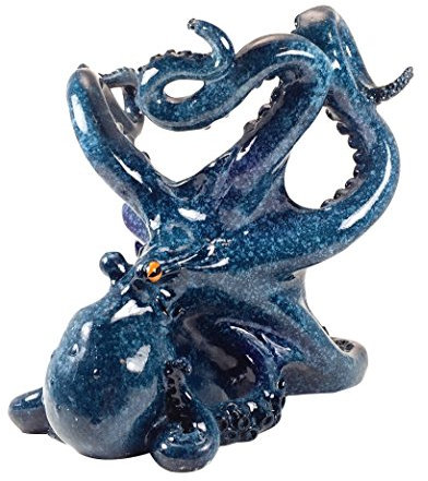Weinflaschenhalter mit Oktopus-Motiv, 19 cm hoch, Blau