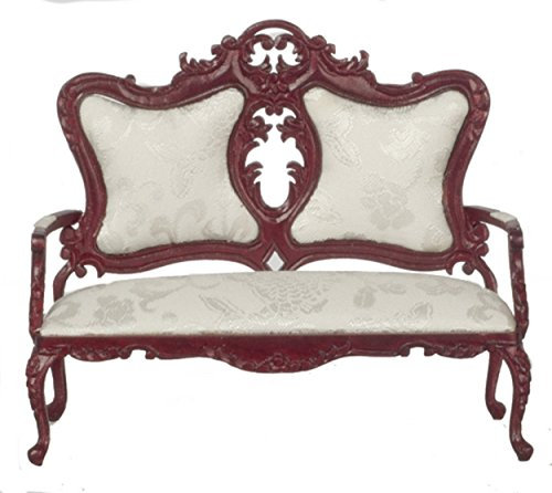 Melody Jane Puppen Haus Ausgeffalen Viktorianisch Mahagoni Weiß Sofa Miniaturmöbel Wohnzimmer