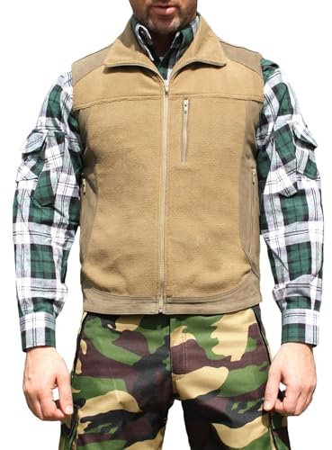 Jagdweste Jägerweste jagdbekleidung Fleece/Lederweste Weste Jagd braun, Größe:50