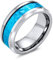 Bling Jewelry Simulierter Blauer Opal Inlay Paare Titan Ehering Ring Für Männer Für Frauen Silber Ton 8Mm