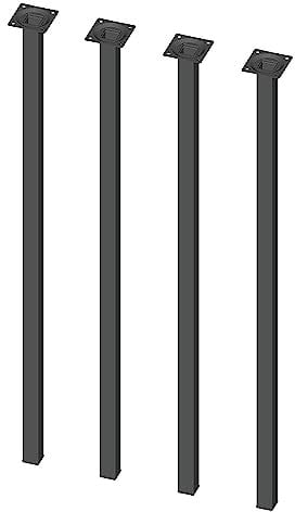 Element System 4 Stück Stahlrohrfüße eckig, Tischbeine, Möbelfüße inklusive Anschraubplatte, 80 cm, 10 Abmessungen, schwarz, 4 farben, 18133-00314