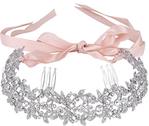 EVER FAITH® österreichischen Kristall Liebe Herz Blume Hobo Braut Hair Haarband Silber-Ton klar N05937-1