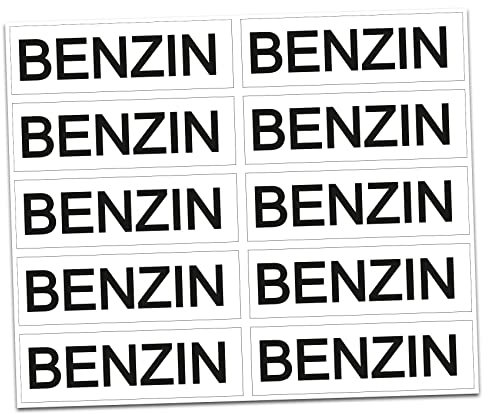Finest Folia 10 x Aufkleber Kraftstoff Kennzeichnung Tankdeckel Auto Hinweis Brennstoffe AdBlue Benzin Gemisch Diesel Wasser Super (R022-02 Benzin)